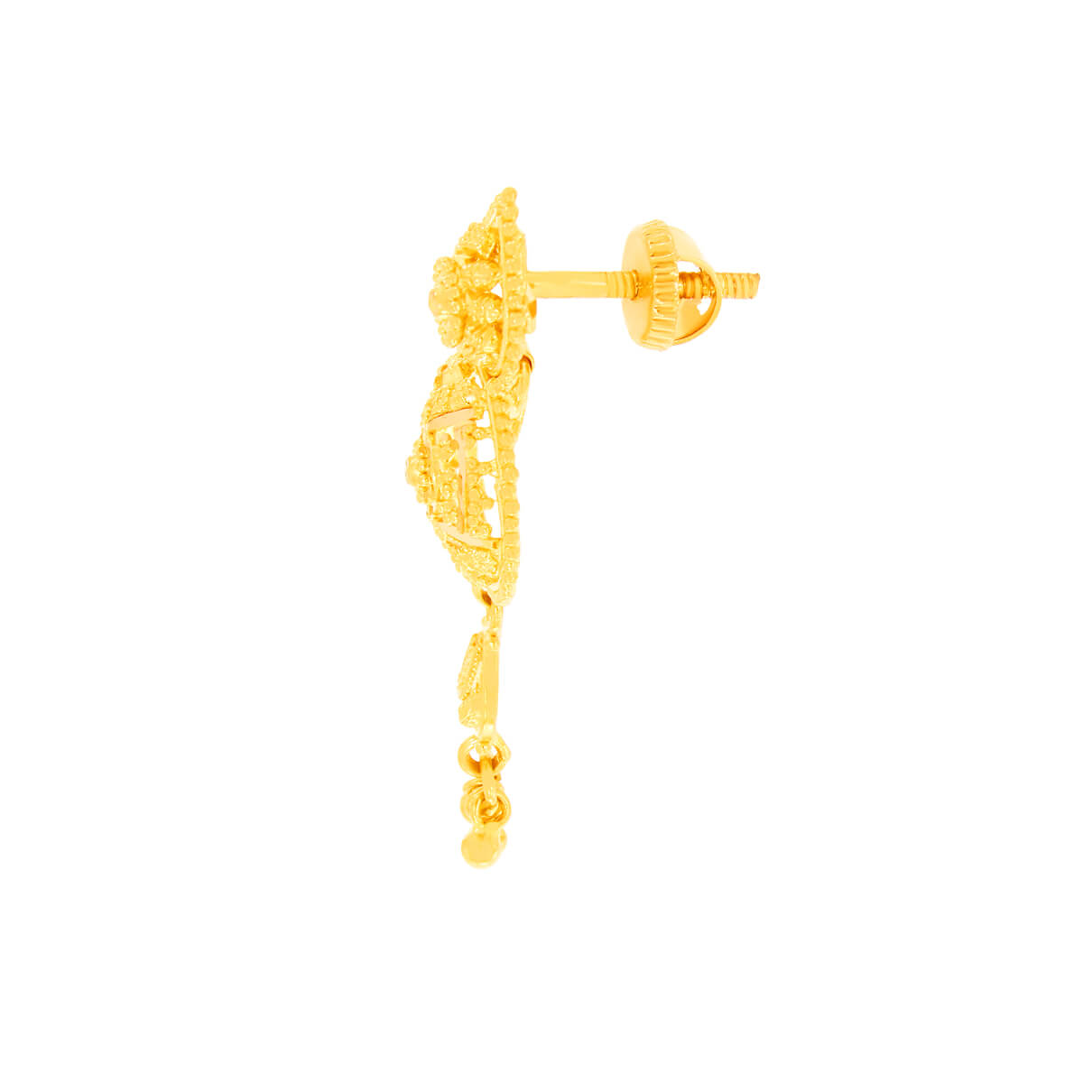 22K Floral Gold Danglers Exclusively Crafted with Vintage Elegance