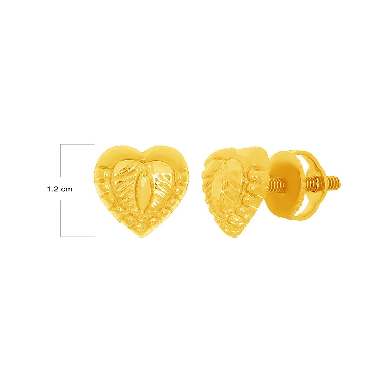 Cute 22K Gold Heart Earrings