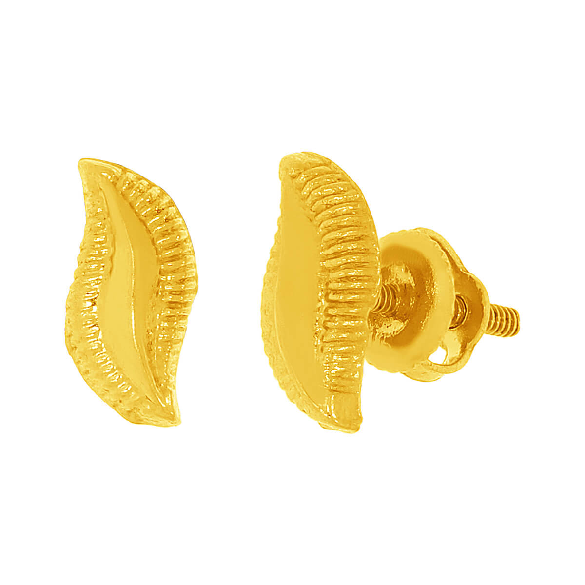 22K Gold Leaf Stud Earrings For Daily Elegance