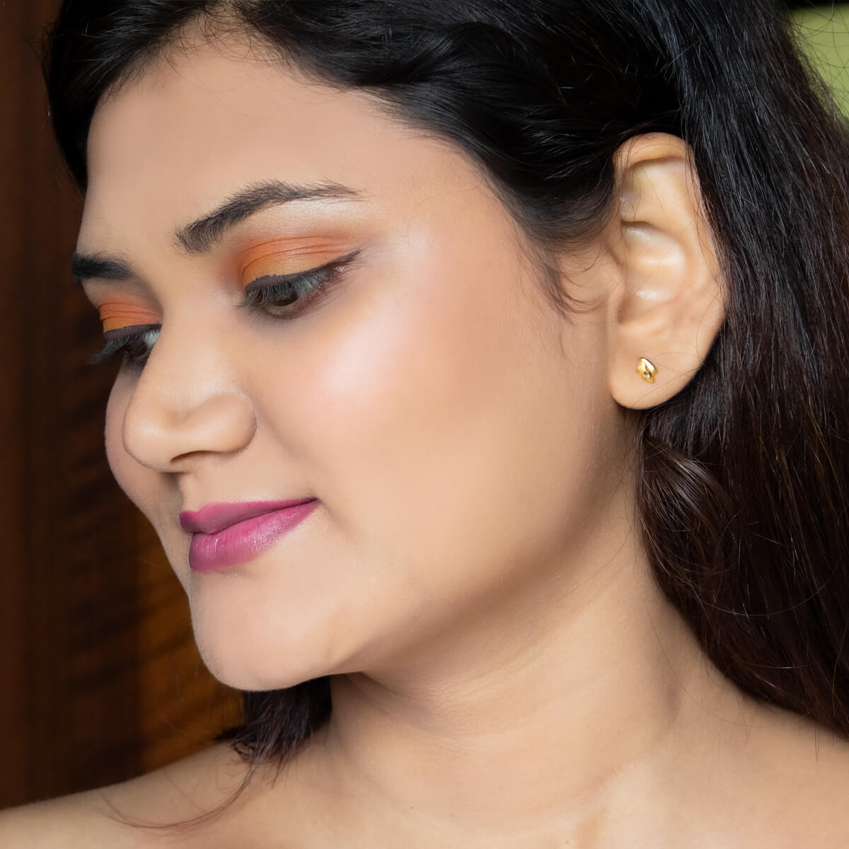 Effortlessly Bold 22K Gold Leafy Studs