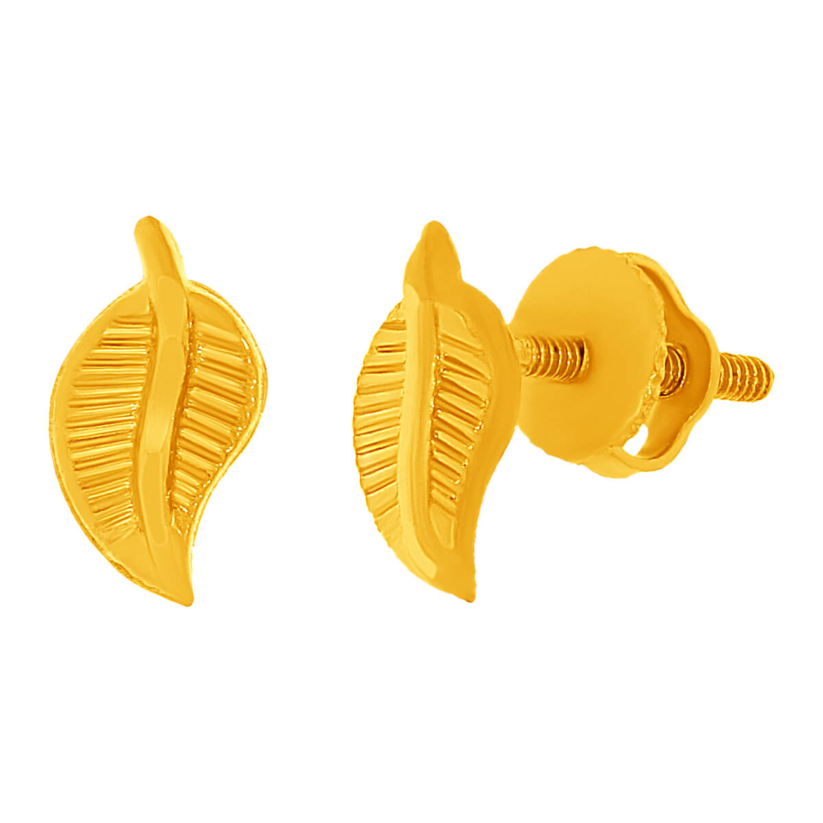 Elegant Leaf Motif 22K Gold Studs