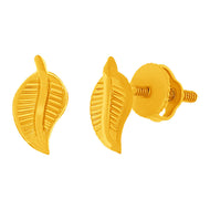 Elegant Leaf Motif 22K Gold Studs