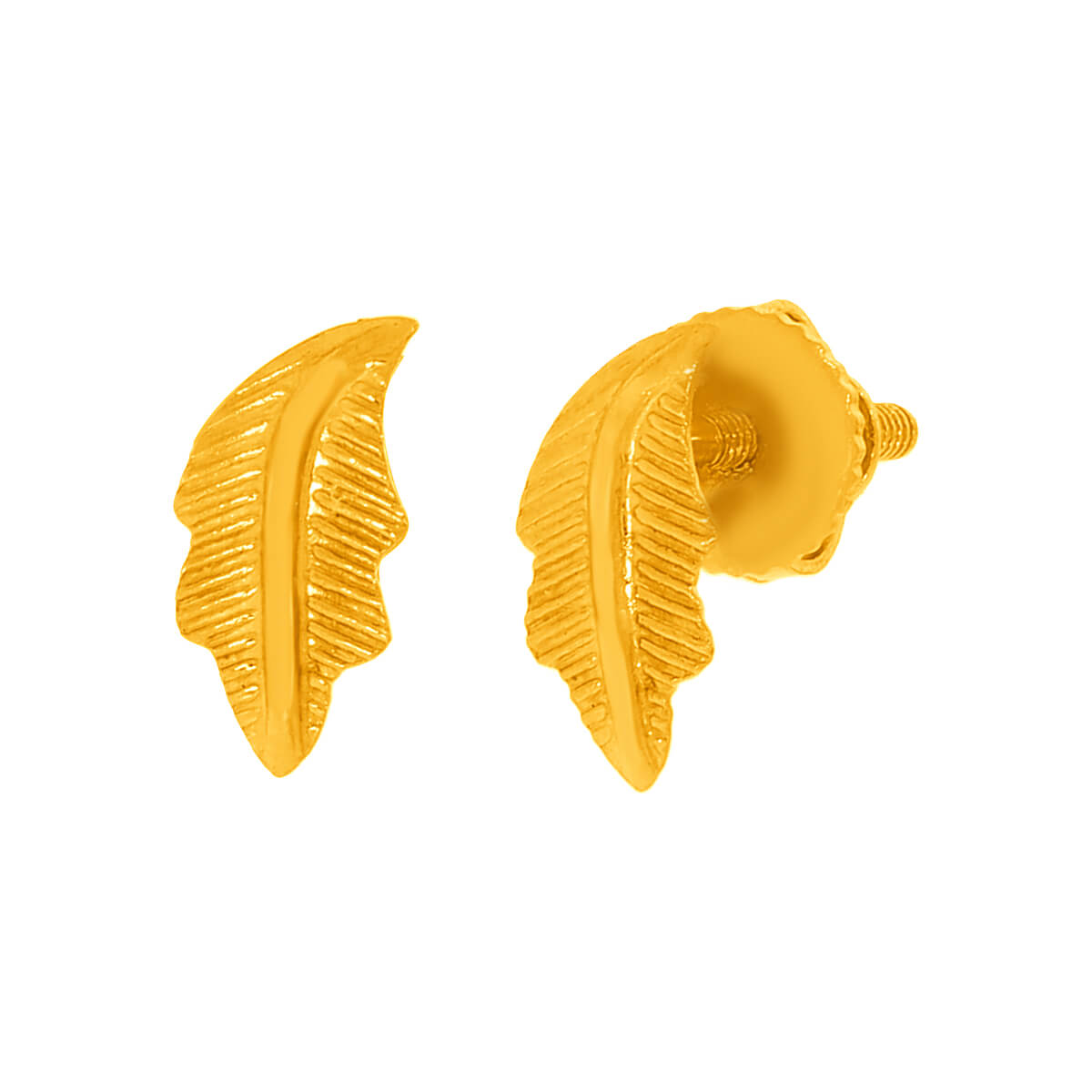 Graceful Mini Leaf Gold Studs 22K