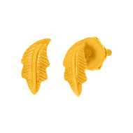 Graceful Mini Leaf Gold Studs 22K