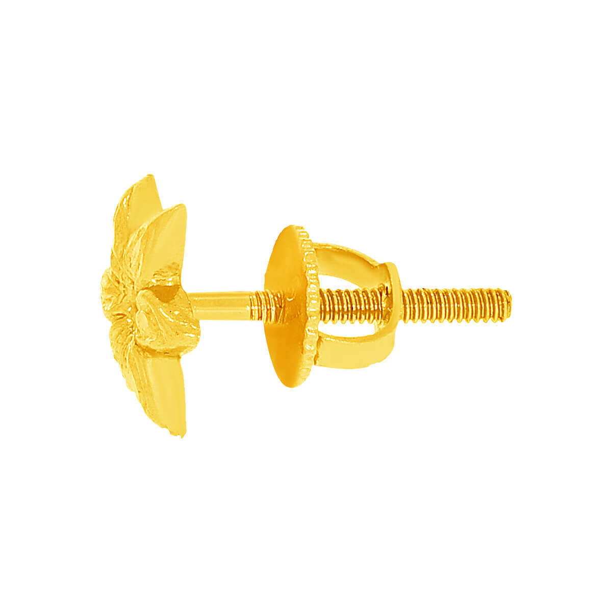 Gold Floral Charm Stud Earrings 22K