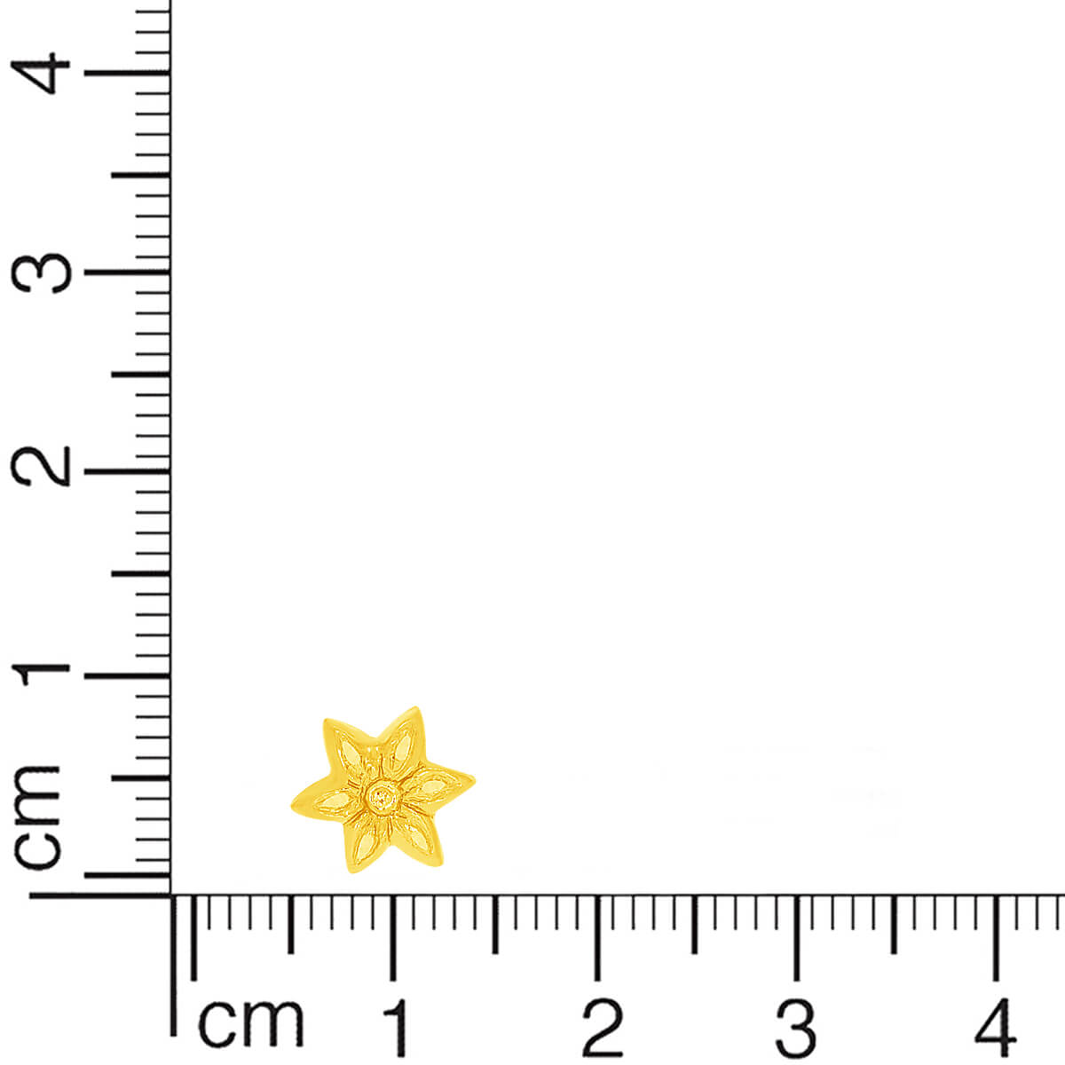 Gold Floral Charm Stud Earrings 22K