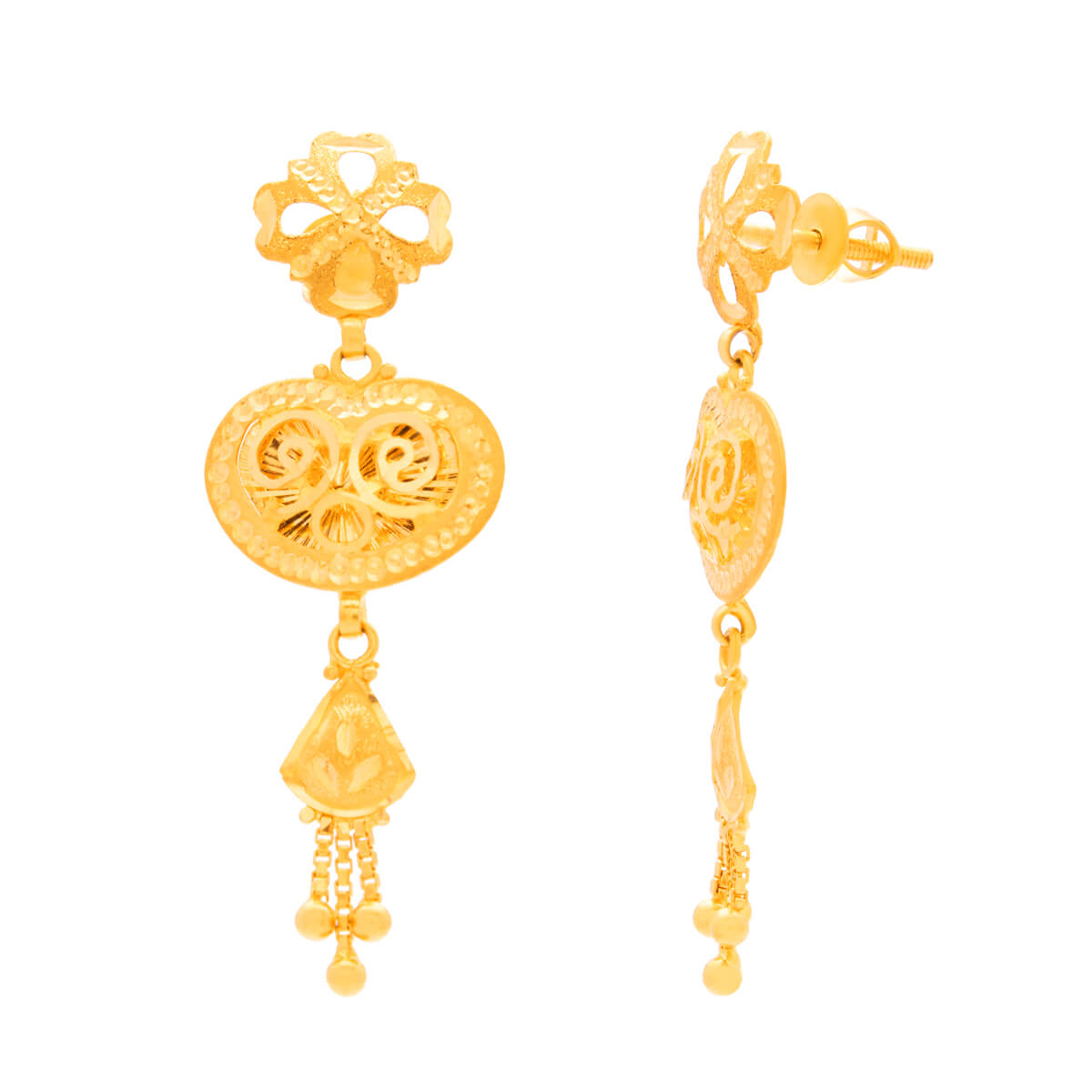 Modern Chic Floral 22K Gold Dangler Earrings
