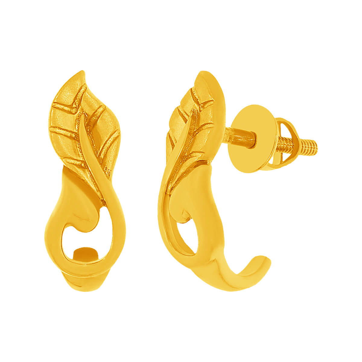 Exclusive Leaf Detailing 22K Gold Studs