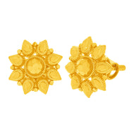 Artfully Crafted 22K Gold Flower Stud Earrings