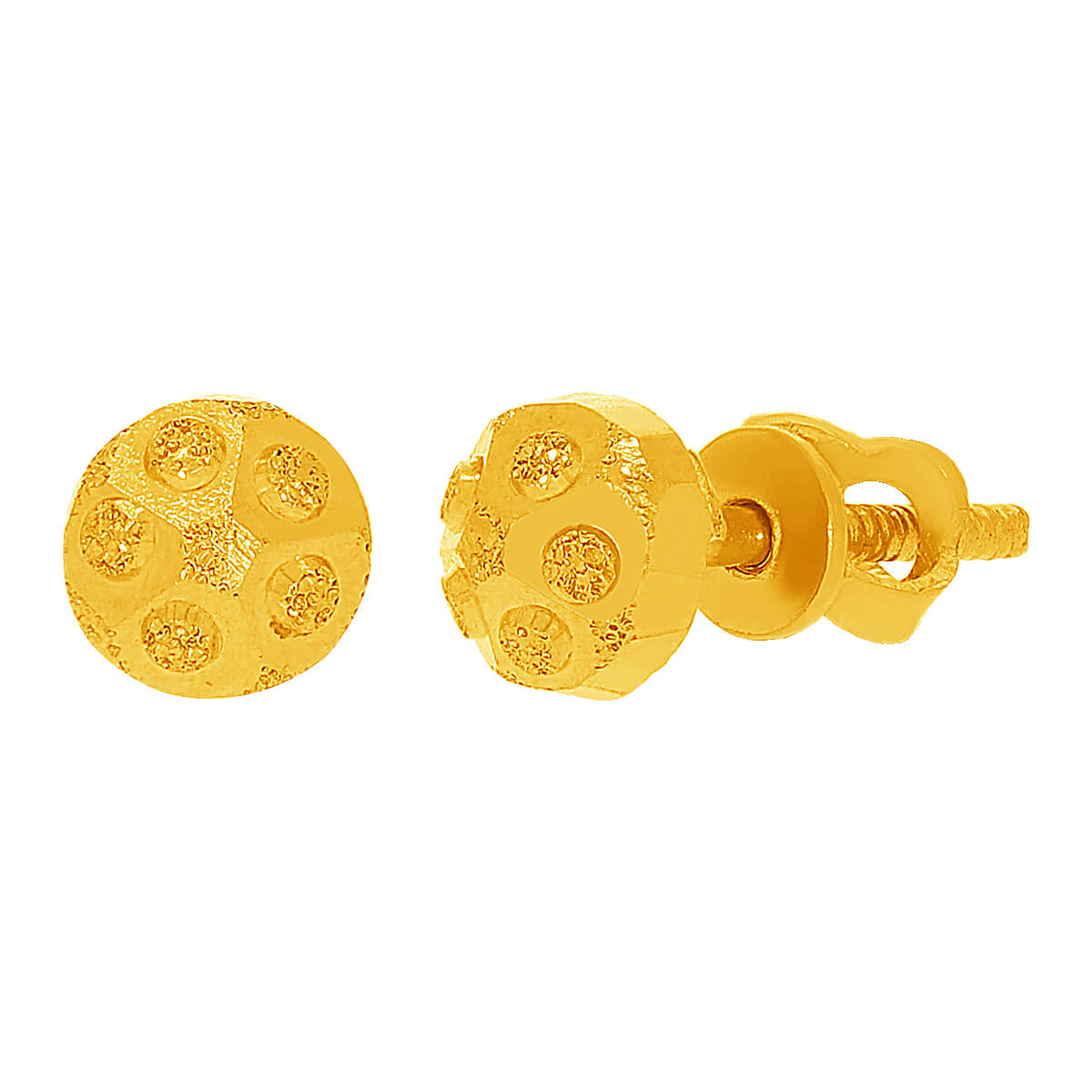 Sleek Orb Sun Design 22K Gold Studs