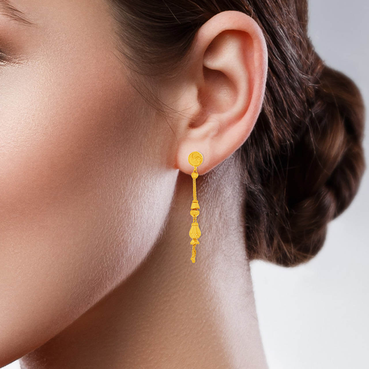 Shimmering 22K Gold Danglers for Sleek Look