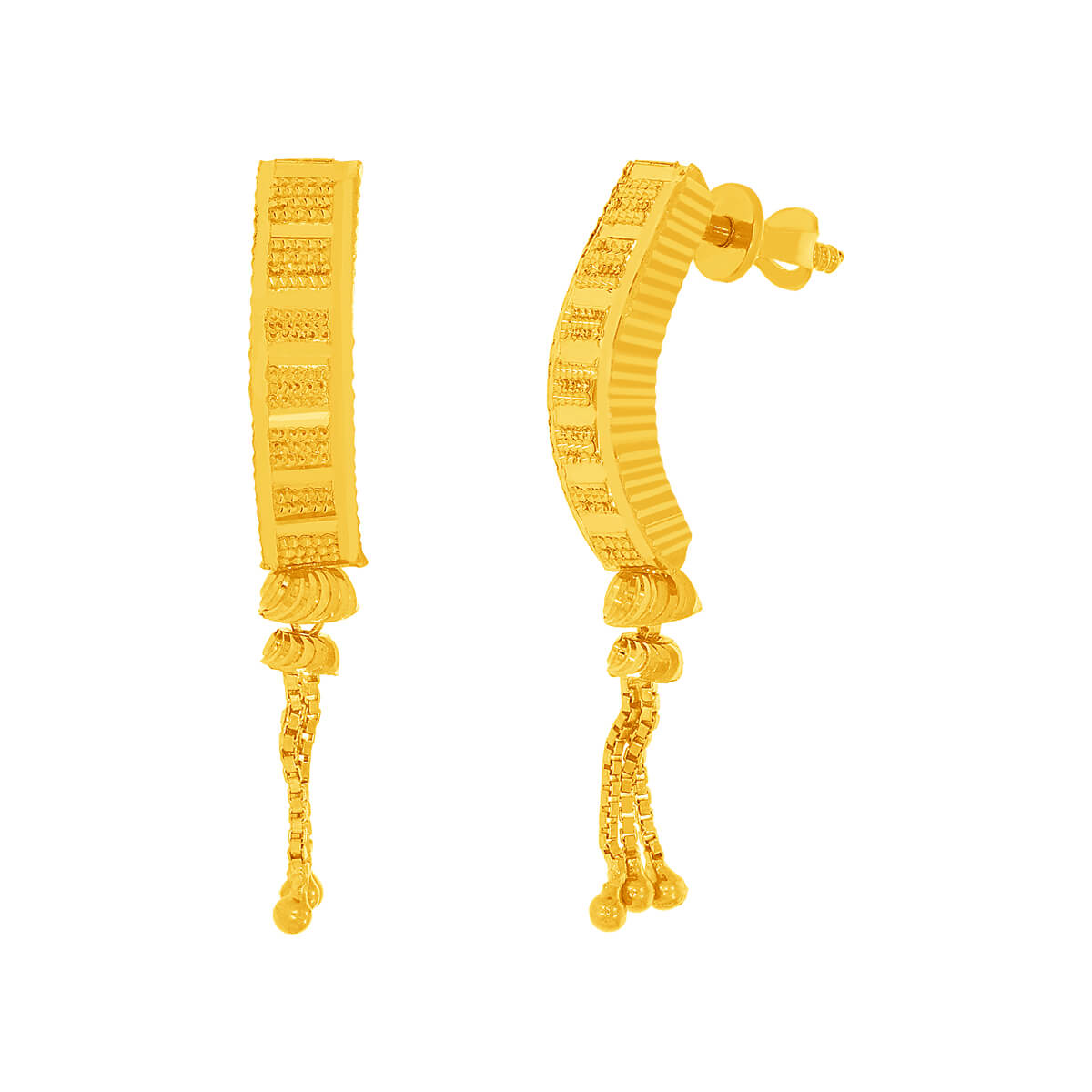 22K Gold Hoops with Soft Charm