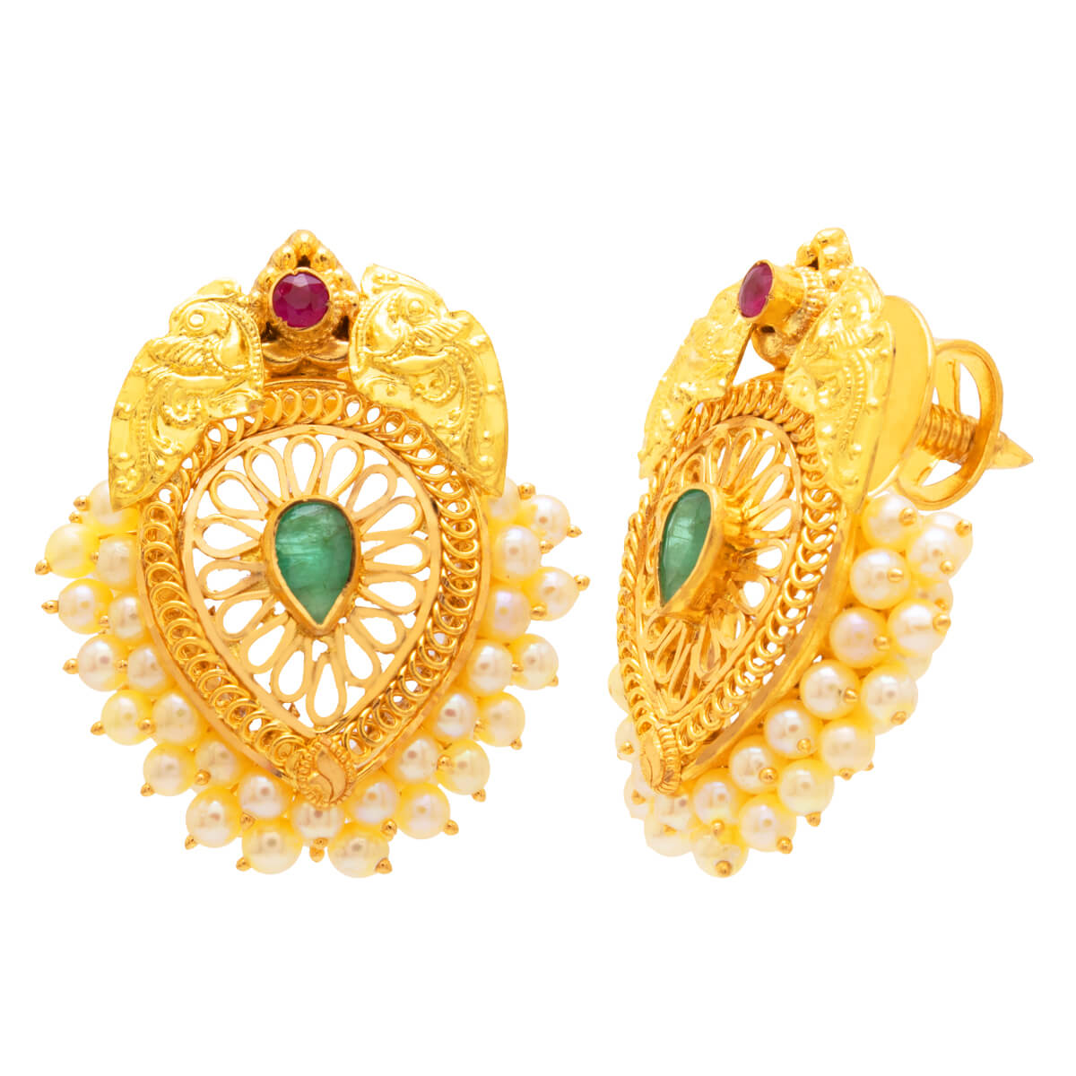 22K Chroma Gold Studs with Vintage Flair