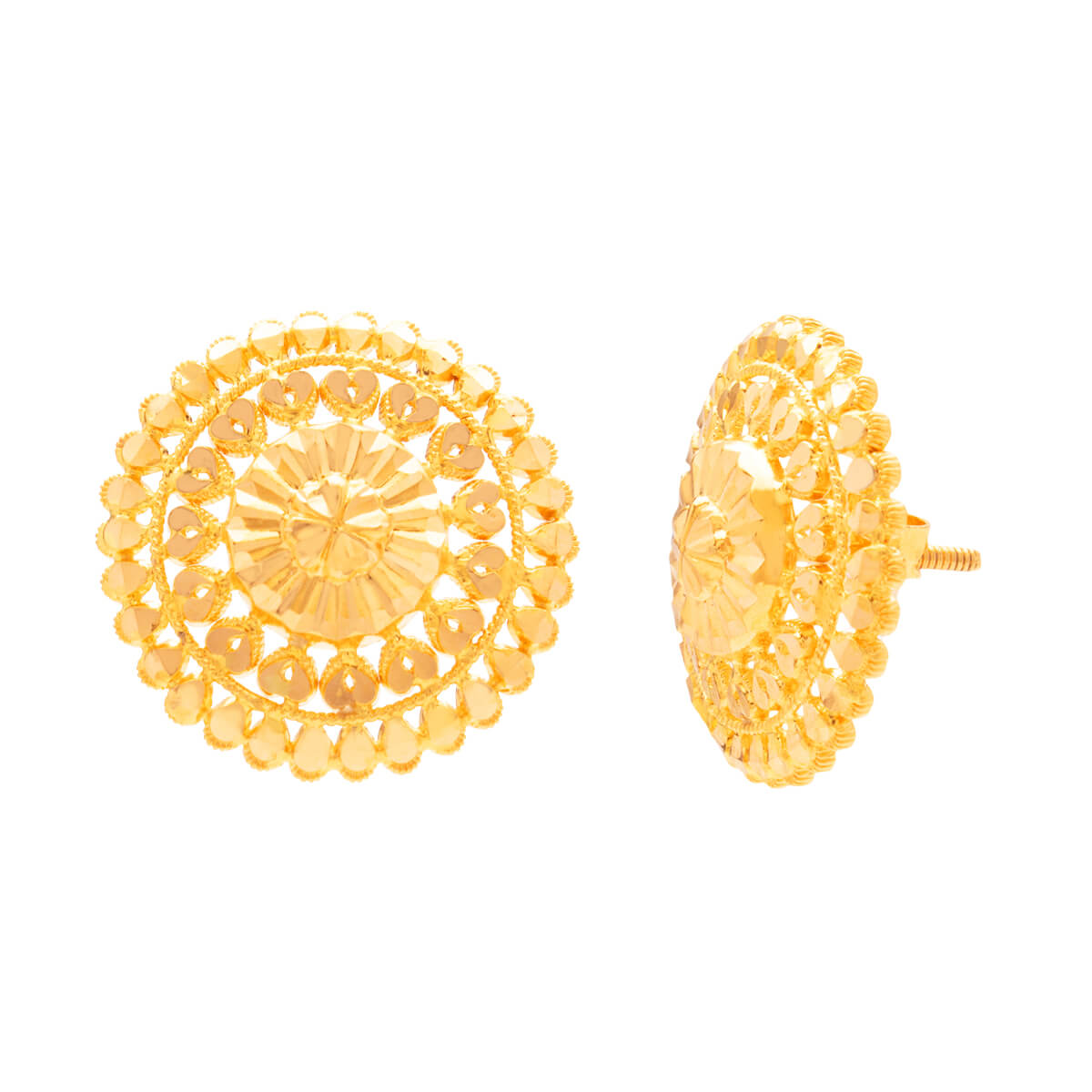 Delicate Flora Jhali Gold Studs 22K