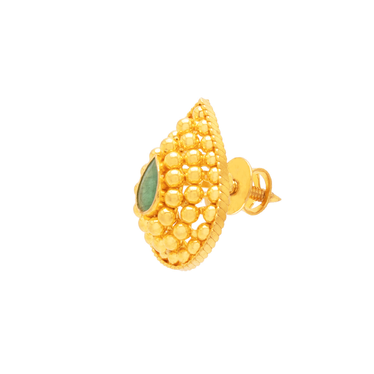 Paisley Elegance Gold Beads Stud Earrings