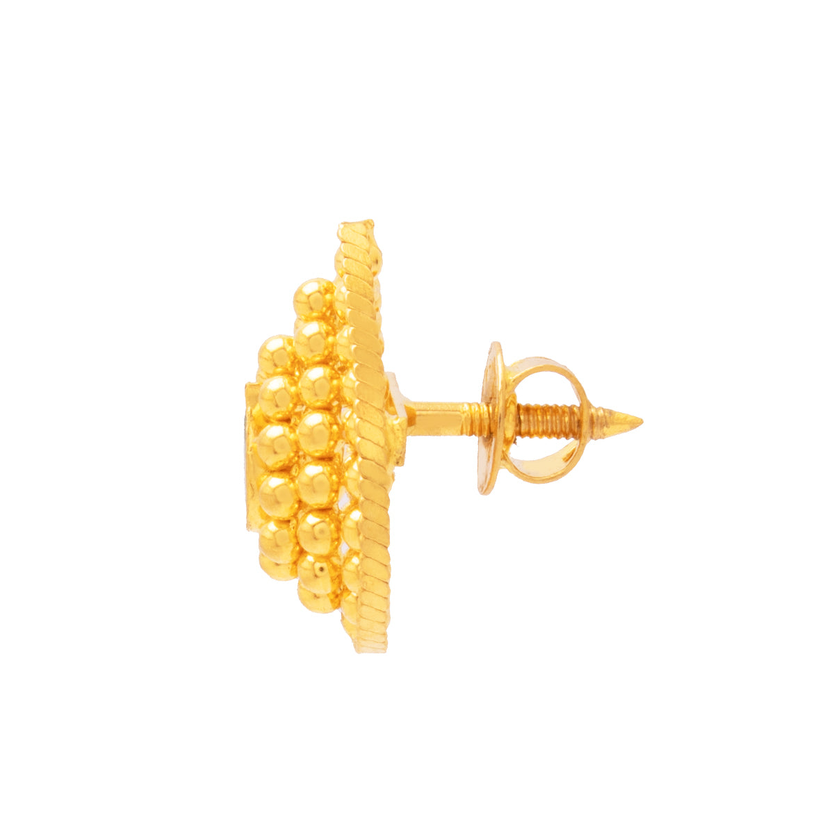 Paisley Elegance Gold Beads Stud Earrings