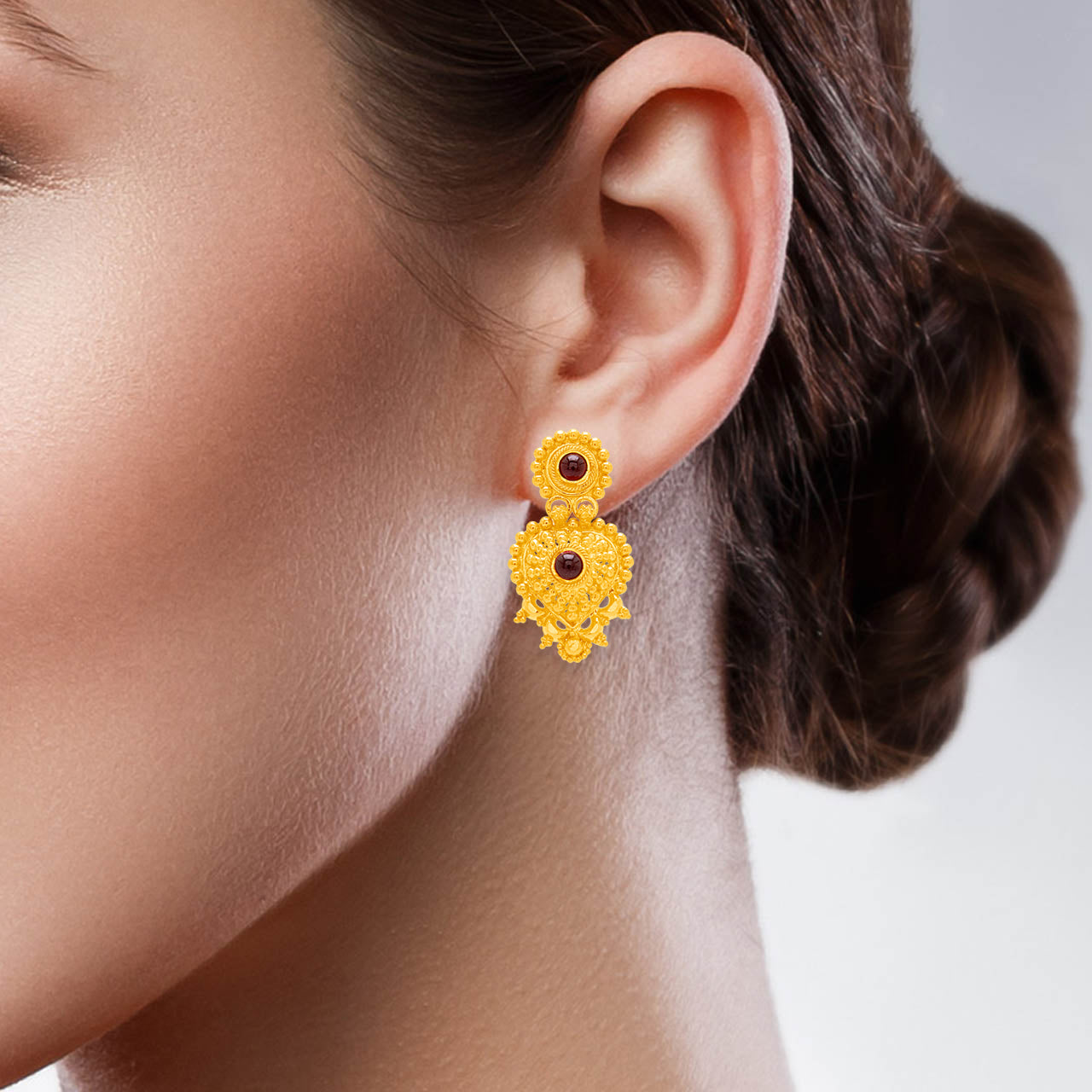 Classic Floweret Elegance 22K Gold Danglers