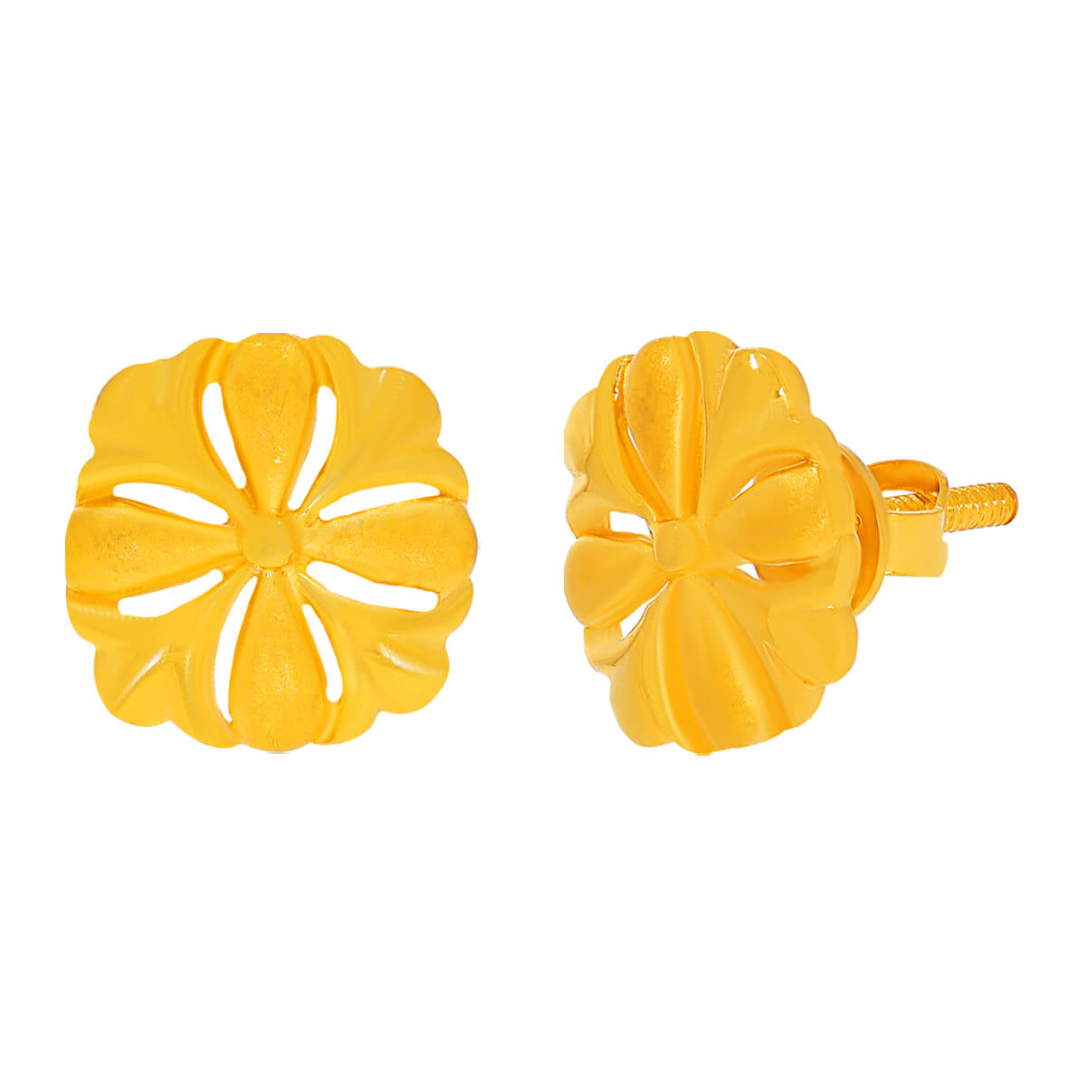 Cute Floral Stud Earrings in 22K Gold