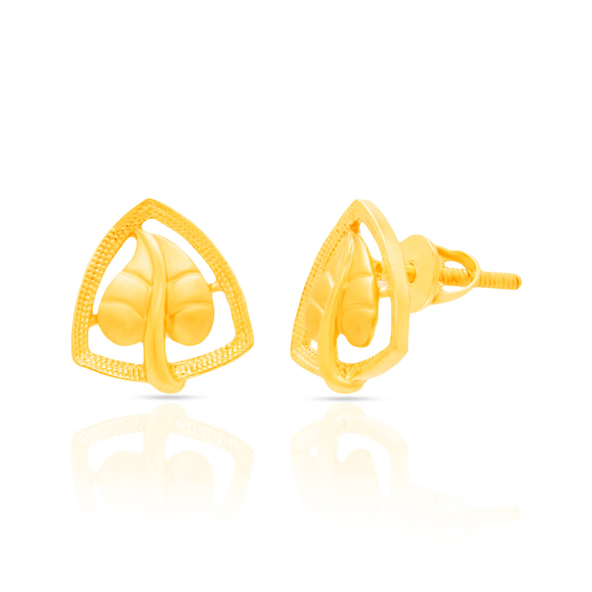 Gleaming Floral 22K Gold Stud Earrings
