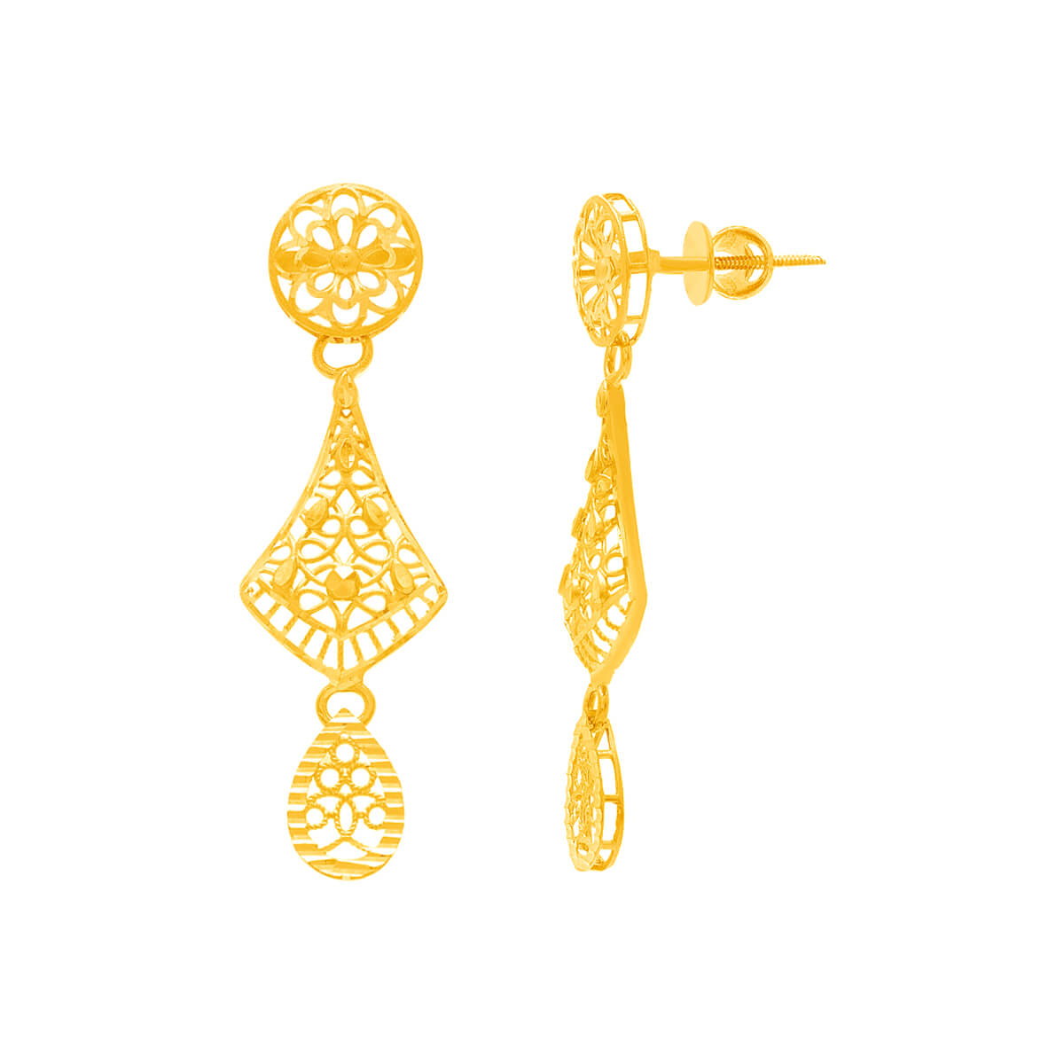 Modern Flair Gold Danglers 22K