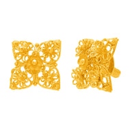22K Delicate Jhali Motif Floral Stud Earrings