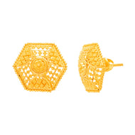 Gleaming Hexa 22K Gold Studs for Daily Wear