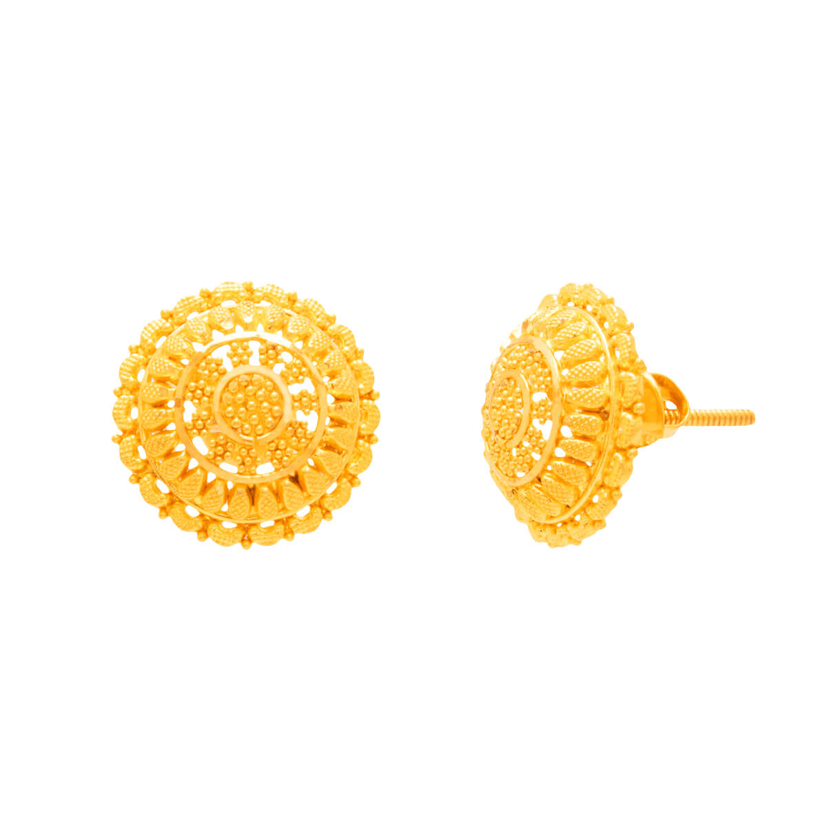 22K Classic Charming Gold Floral Stud Earrings