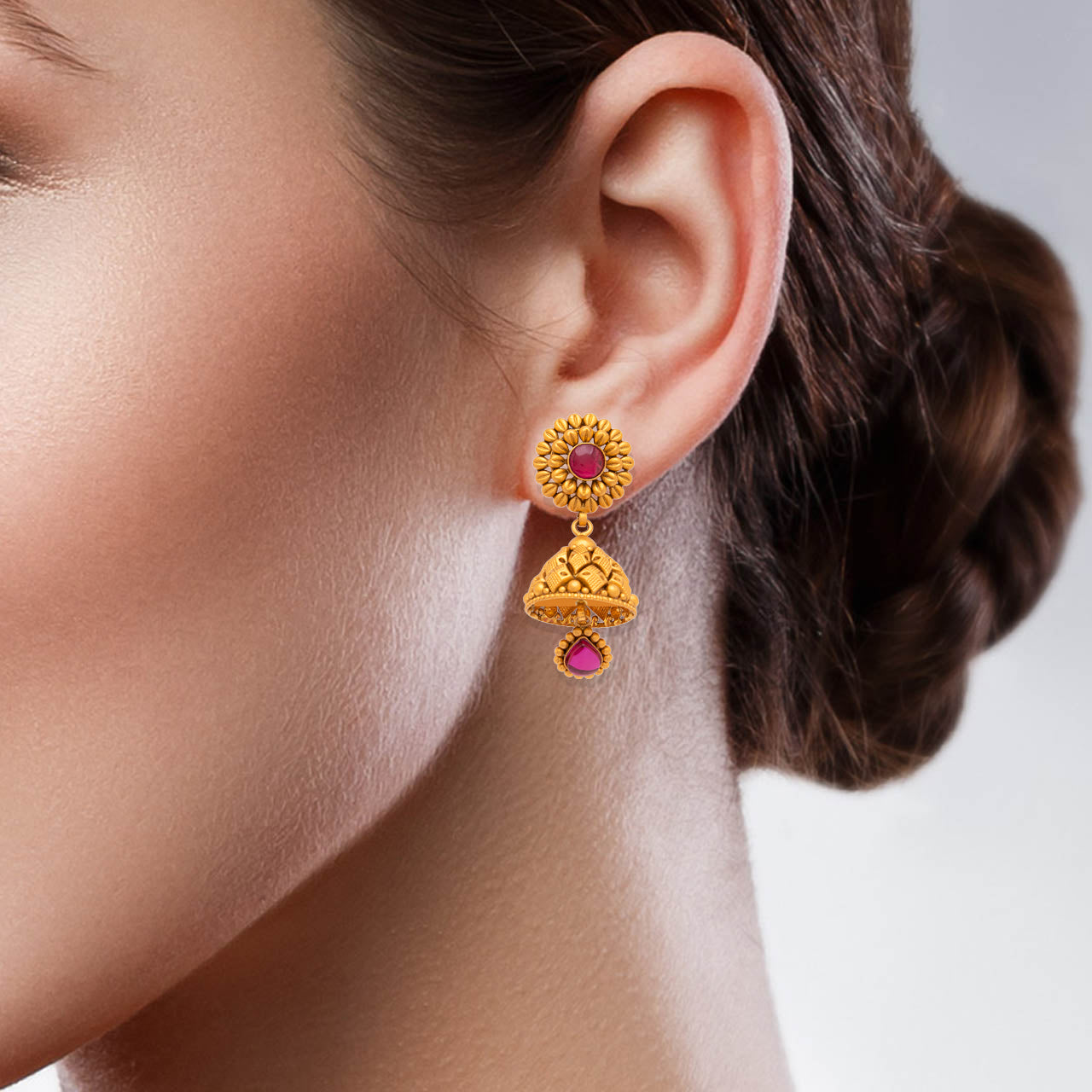 Radiant Gold Jhumka with Vintage Charm