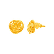 Chic Sunray Pattern Gold Stud 22K