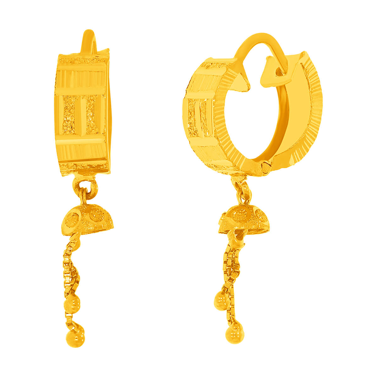 Delicate Charm 22K Gold Floral Hoops