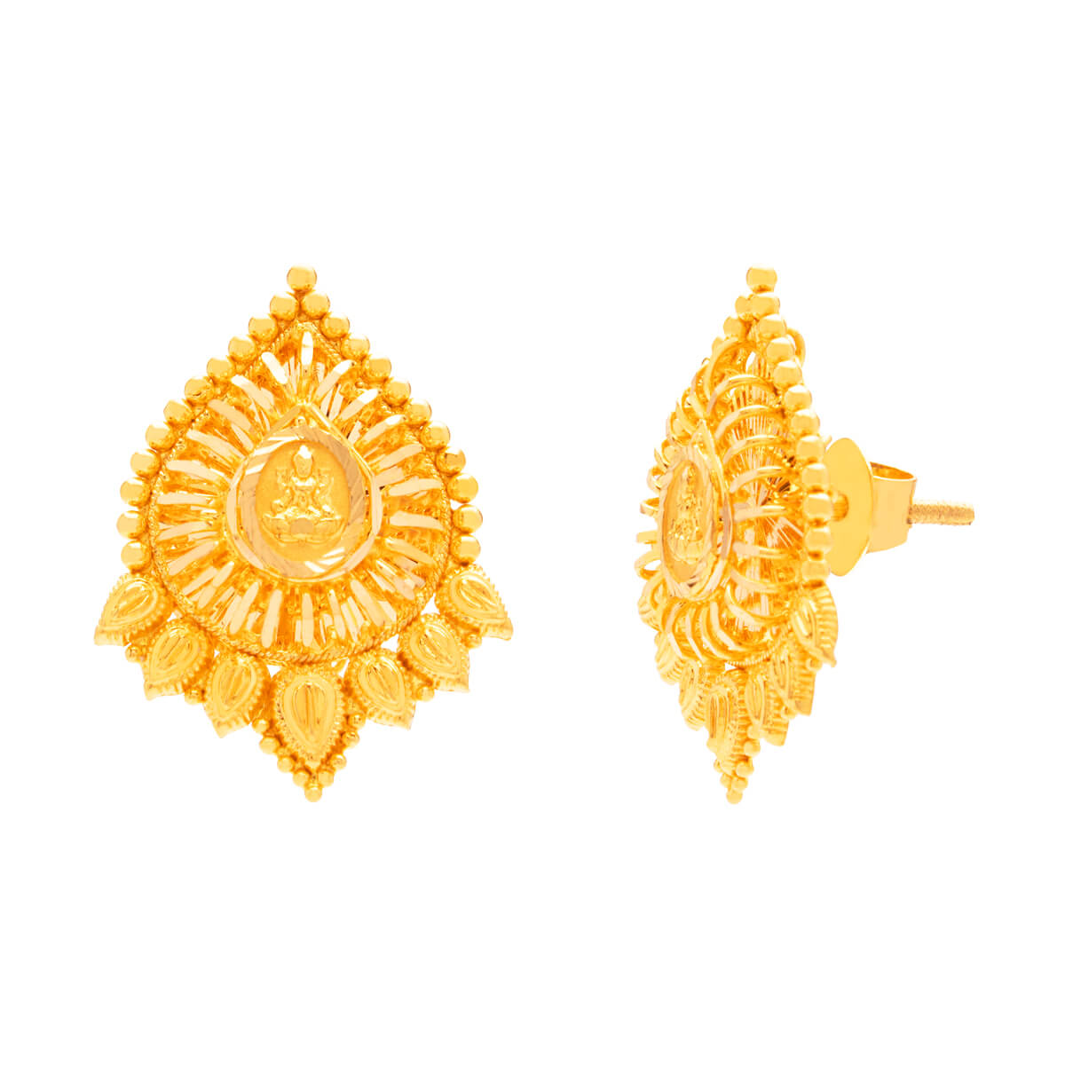 22K Golden Radiance Studs with Delicate Artistry