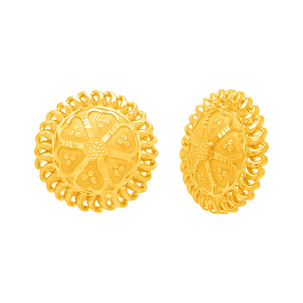 Captivating Stud Earrings with Elegant Floral Motif in 22K Gold