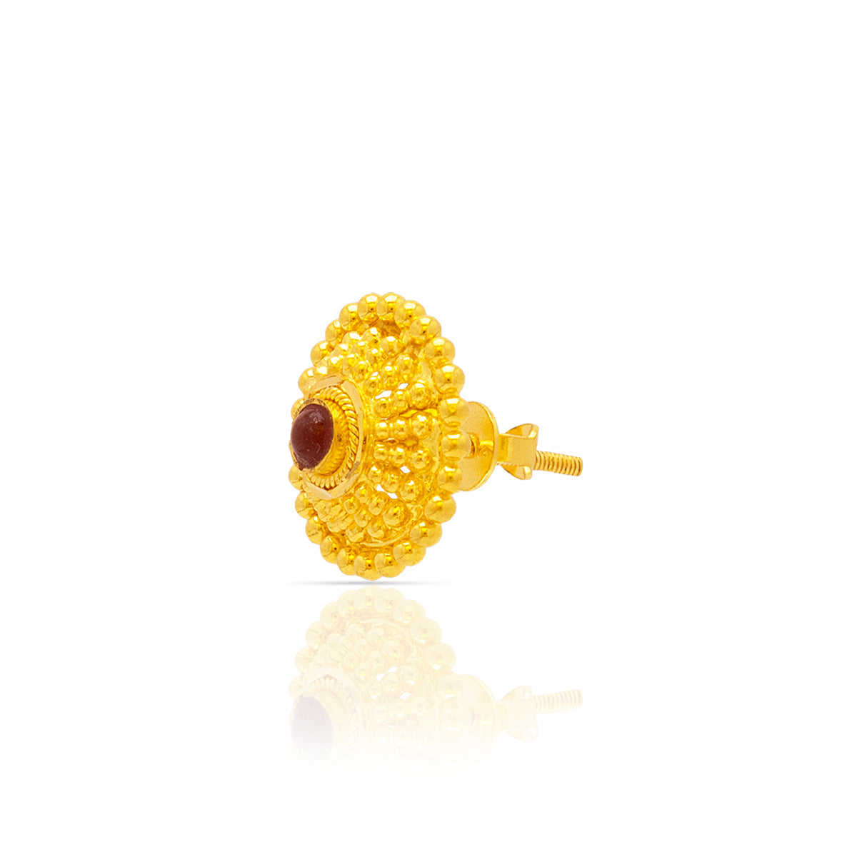 Classic Flora Charm 22K Gold Stud Earrings