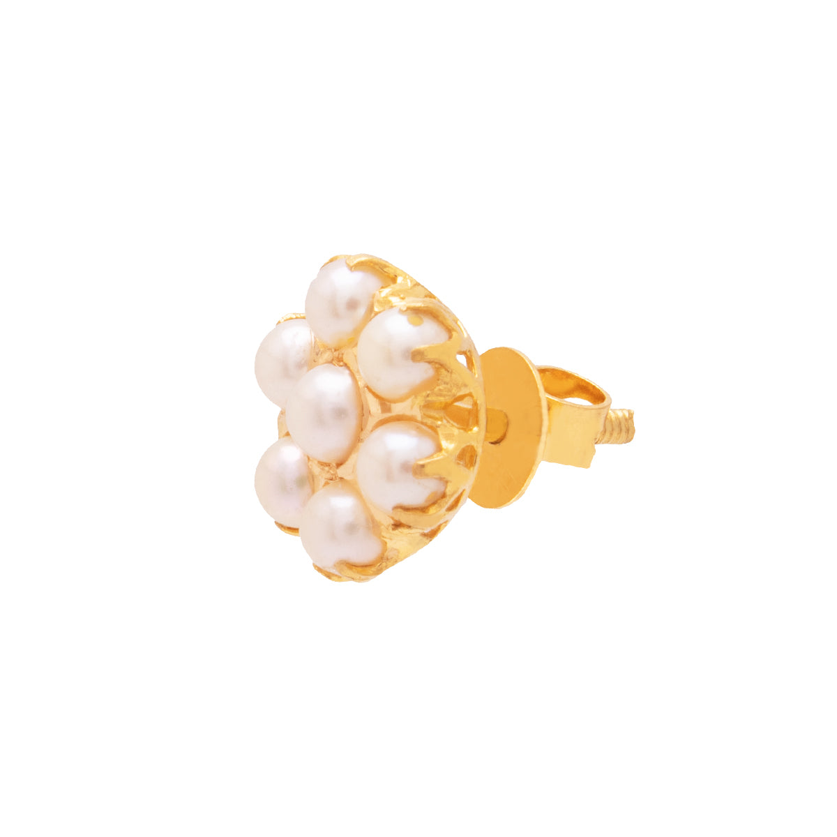 Charming White Blossom Gold Studs