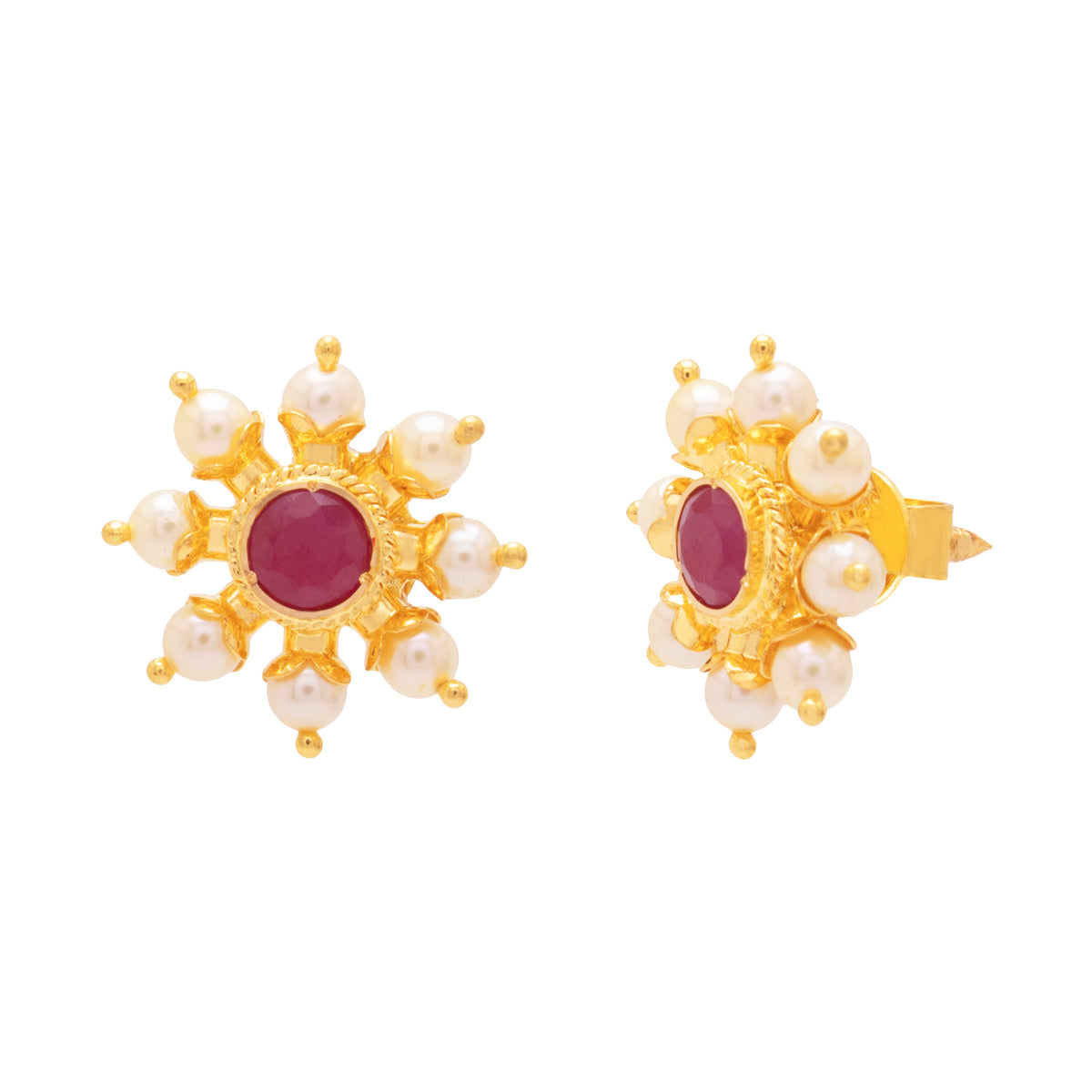 Simple Charming Bloom Studs in 22K Gold