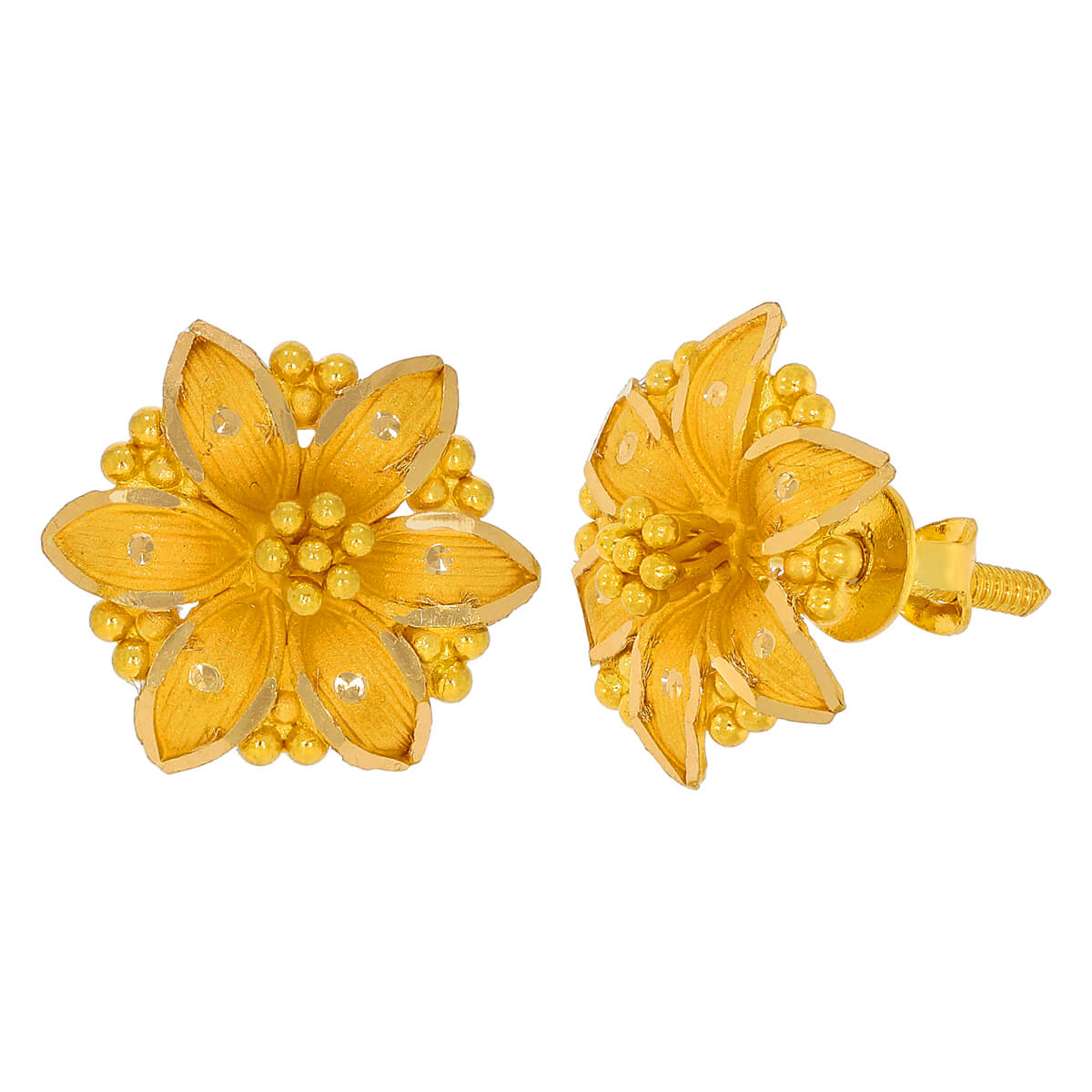 Mesmeric Floral Charm Gold Studs for Women