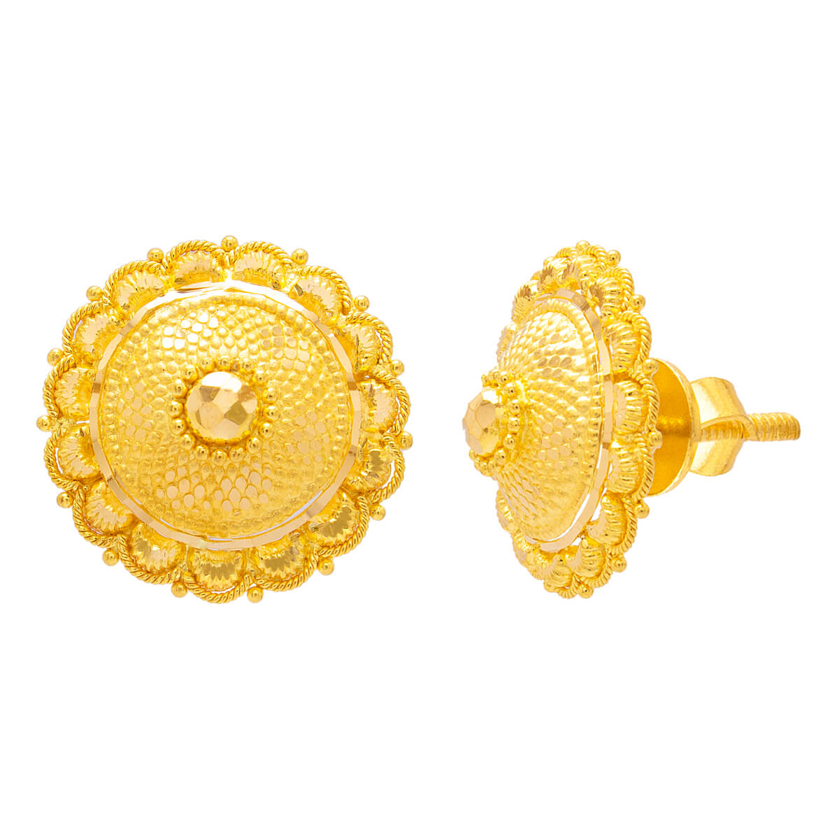 Vintage Elegance 22K Gold Stud Earrings
