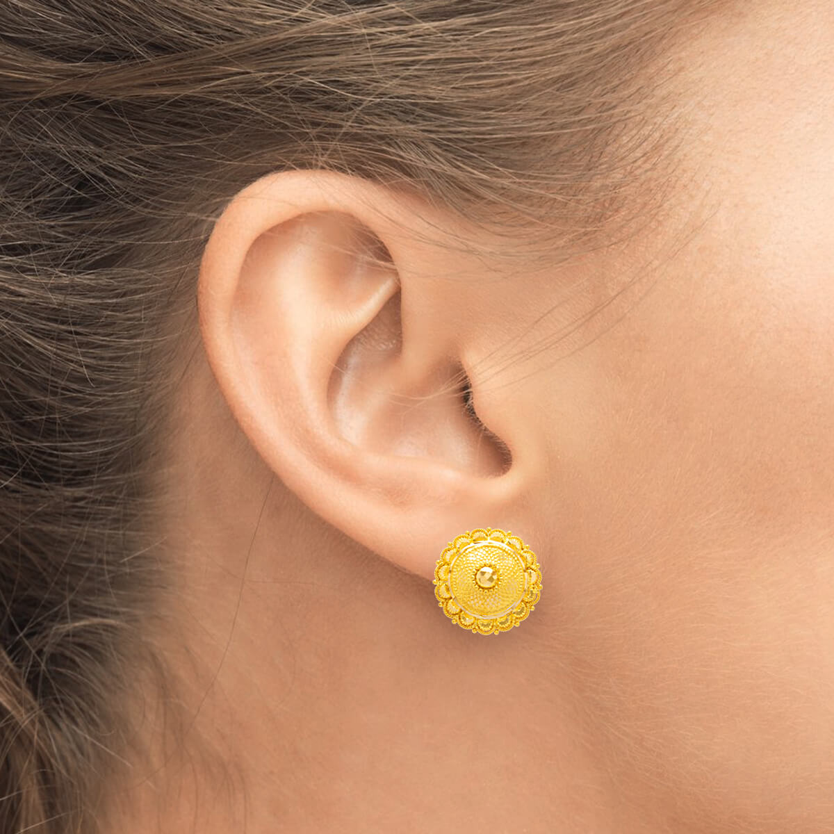 Vintage Elegance 22K Gold Stud Earrings