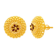 Floral Classic Gold Stud Earrings 22K