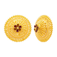 22K Floral Classic Gold Stud Earrings