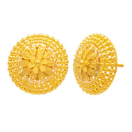 Charming Petal Motif Gold Stud Earrings 22K