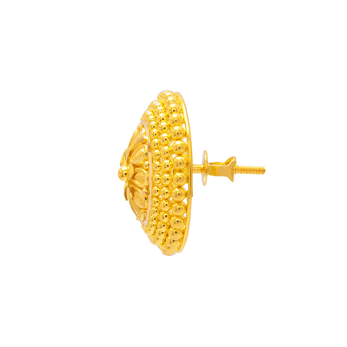 Charming Petal Motif Gold Stud Earrings 22K