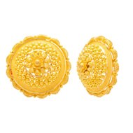 22K Gold Stud Earrings with Charming Blossom