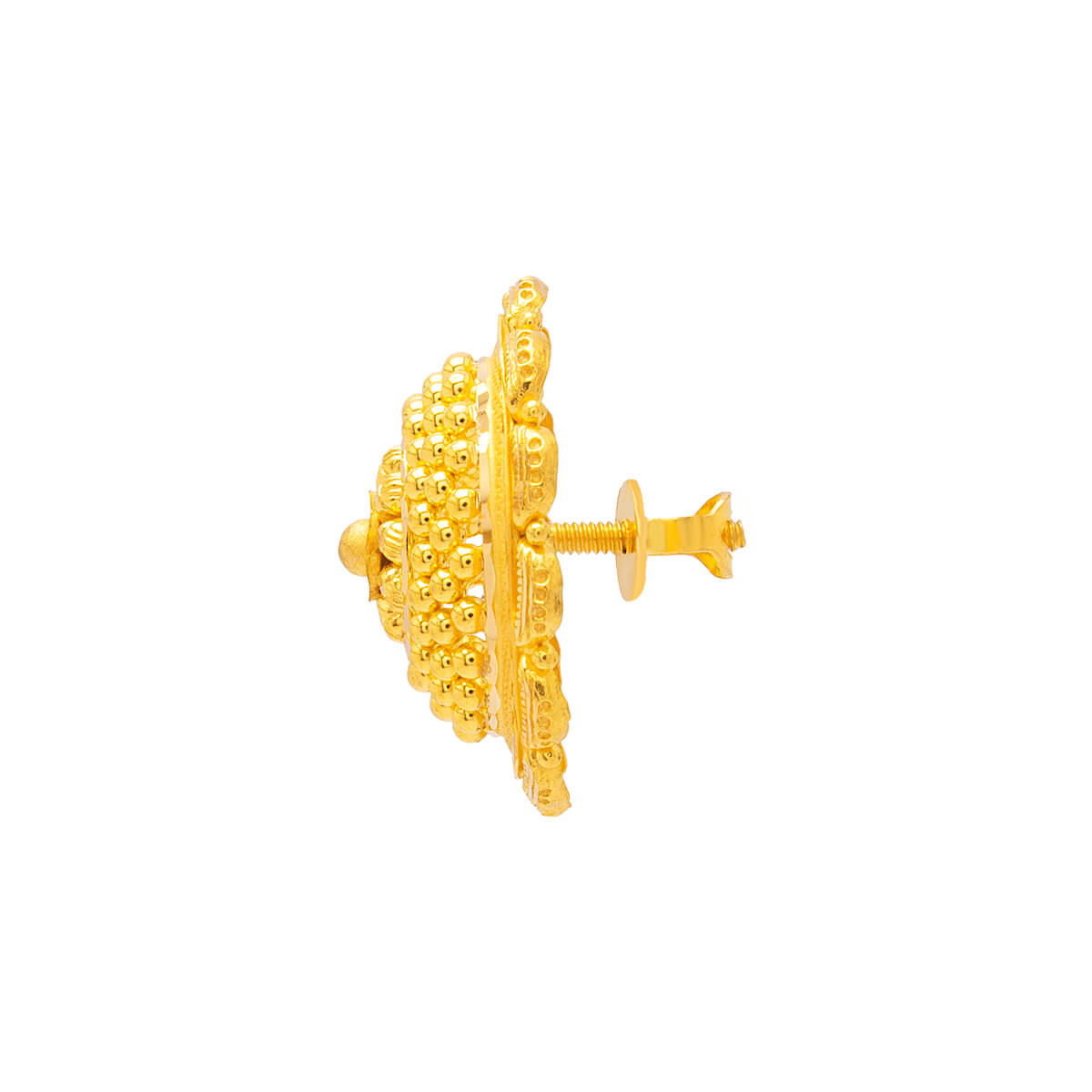 22K Gold Stud Earrings with Charming Blossom