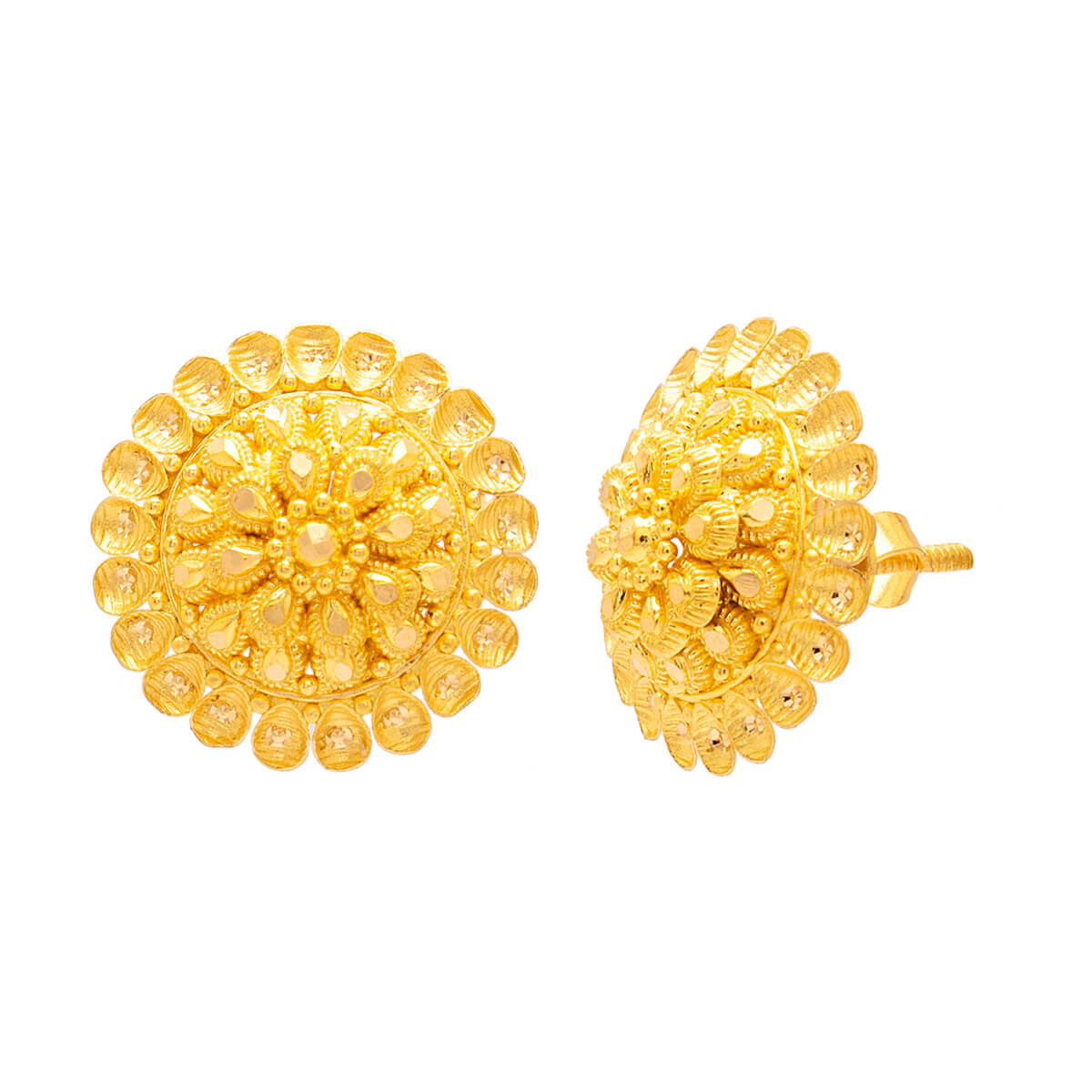 Captivating 22K Floral Studs with Gold Bead Detailing