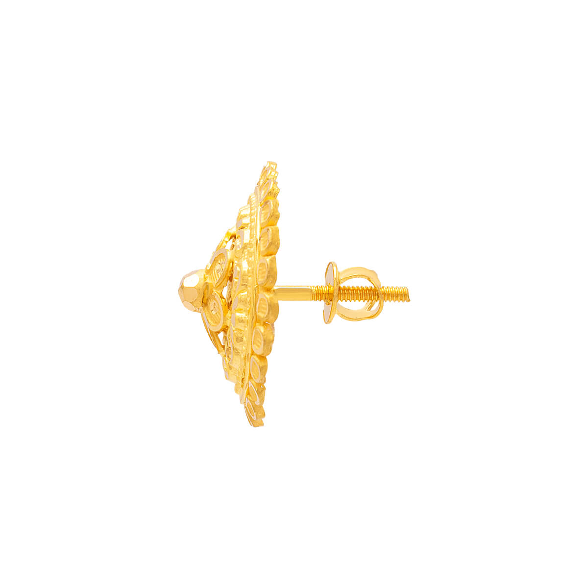 Simple Gold Studs with Floral Charm in 22K