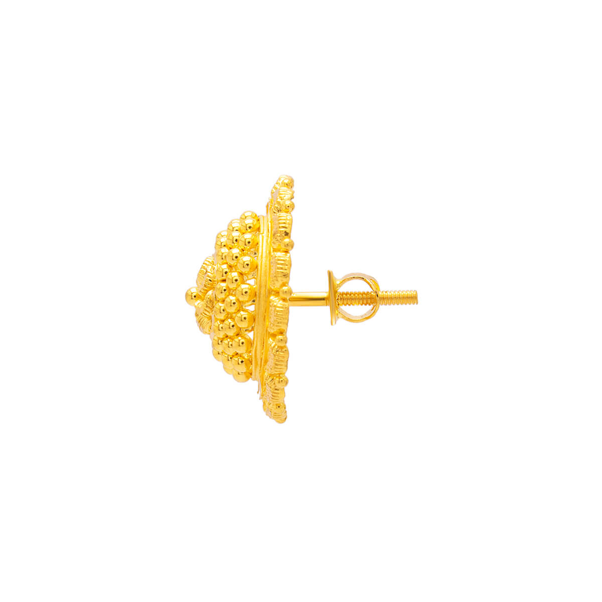 Soft Blossom Design Stud Earrings in Gold 22K