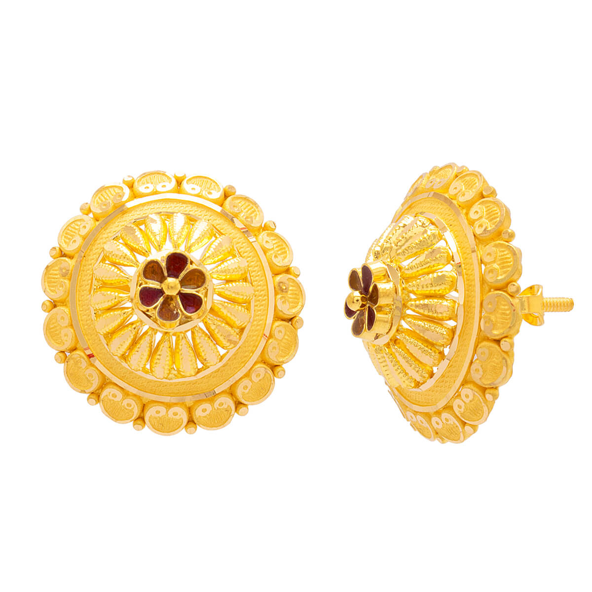 Floral 22K Classic Gold Stud Earrings