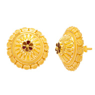 Floral 22K Classic Gold Stud Earrings