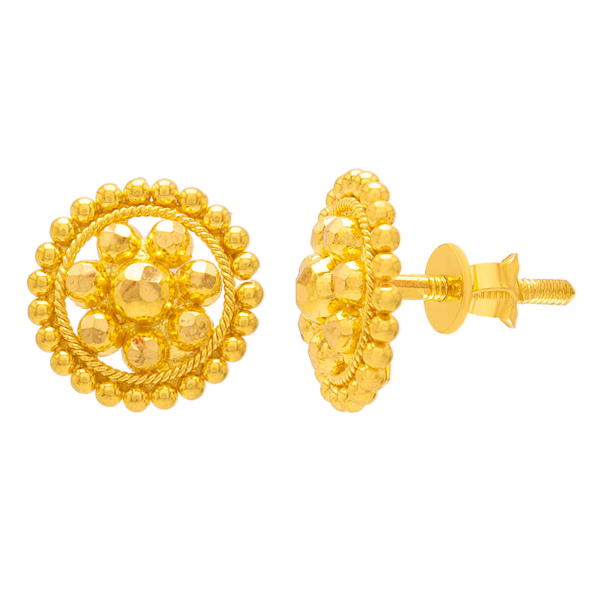 Classic Elegance Floret Orb 22K Gold Studs